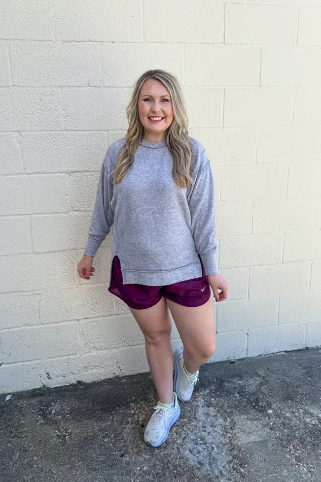 Necklaces Casual Day Oversized Sweater Top Heather Grey Zenana