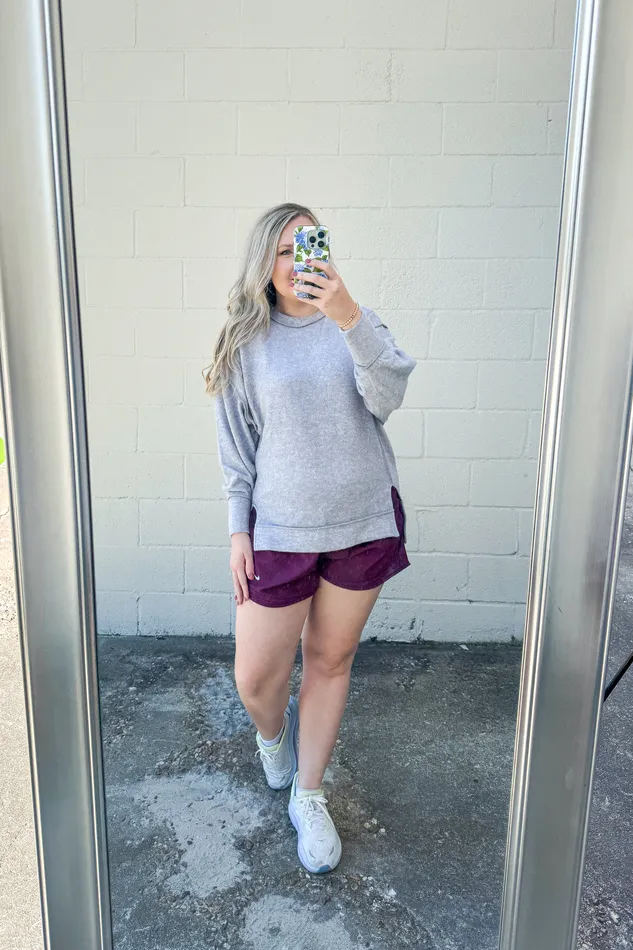 Necklaces Casual Day Oversized Sweater Top Heather Grey Zenana