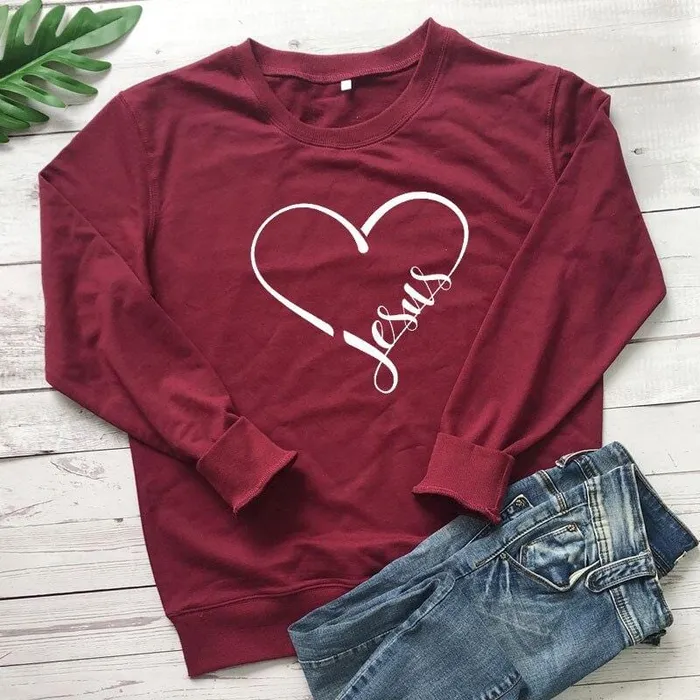 Necklaces Christian Sweatshirt br Jesus Heart Lords Guidance