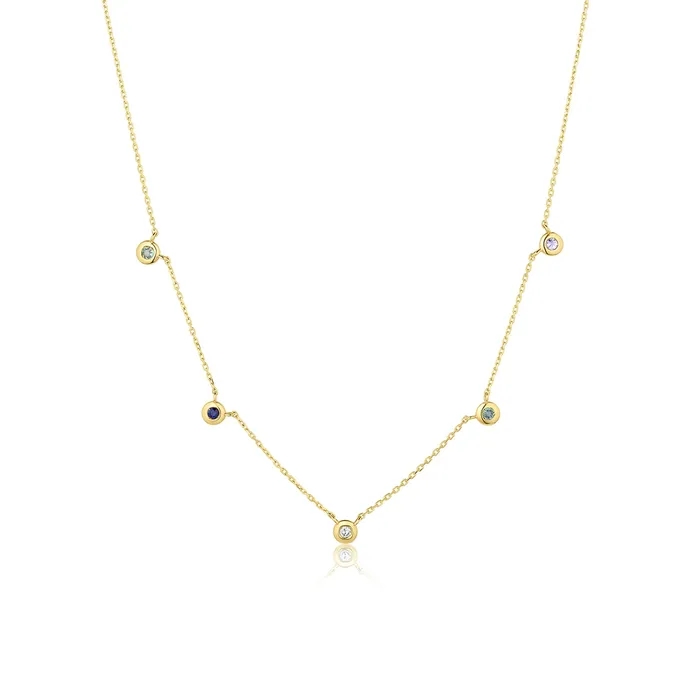 Necklaces Consider the Wldflwrs 5 Birthstone Bezel Stationary Necklace