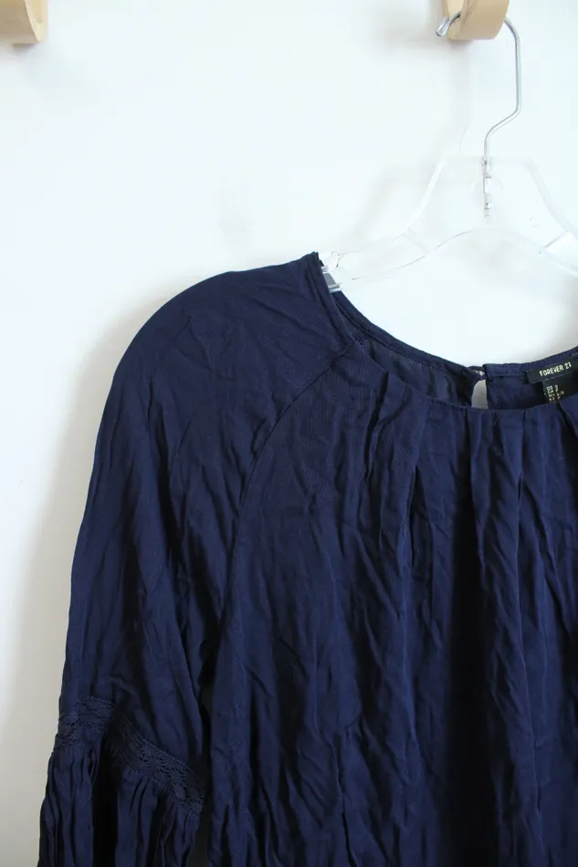 Necklaces Forever 21 Forever 21 Navy Flutter Sleeve Top S