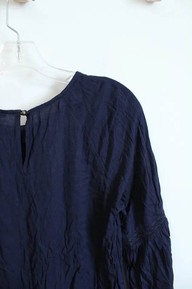 Necklaces Forever 21 Forever 21 Navy Flutter Sleeve Top S