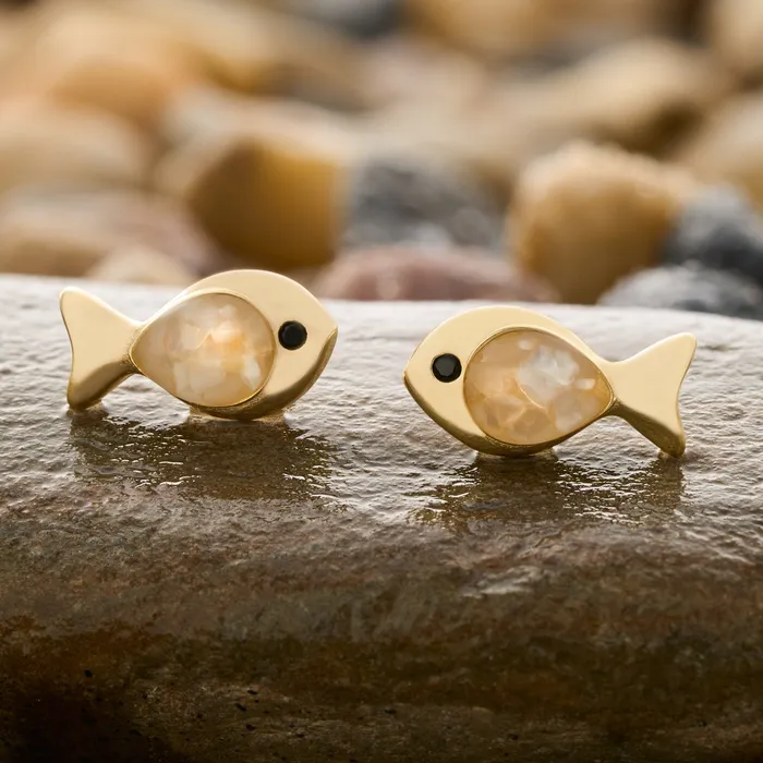 Necklaces Gold Sterling Silver Sand Fishie Studs Mother of Pearl Chadds Ford Jewelry