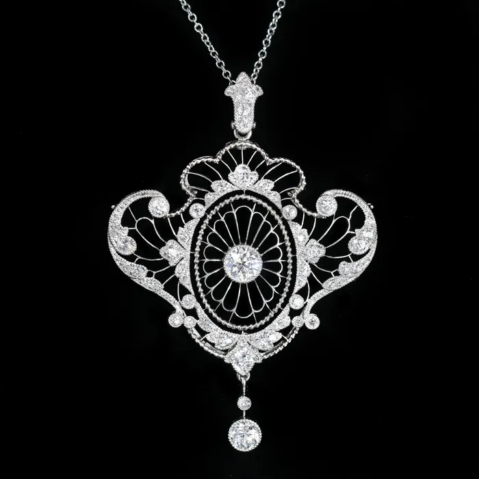 Necklaces Jordan Clines Art Deco Platinum 186 CTW Diamond Pendant
