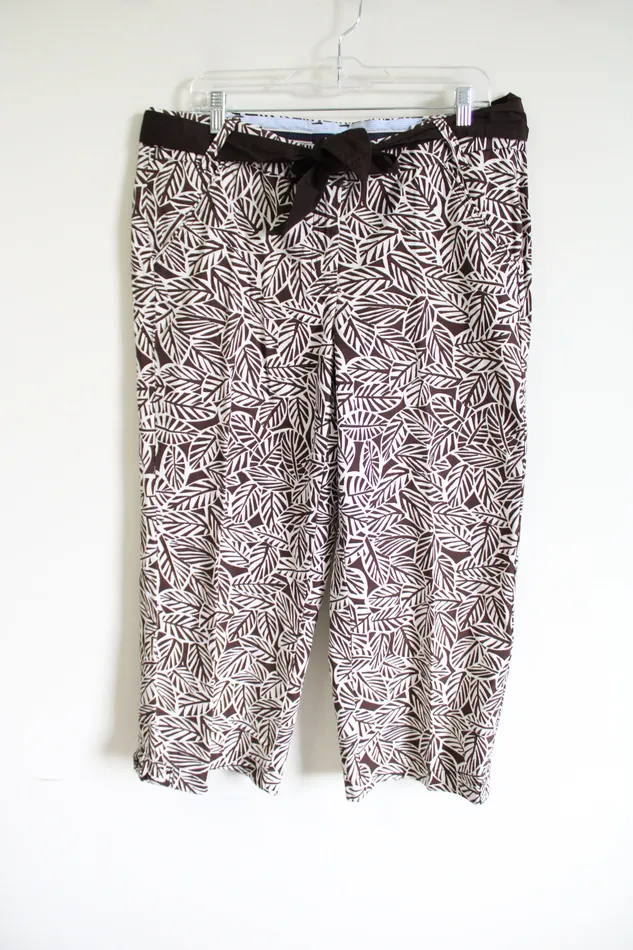 Necklaces Lands End NEW Lands End Brown Leaf Patterned Capri 14