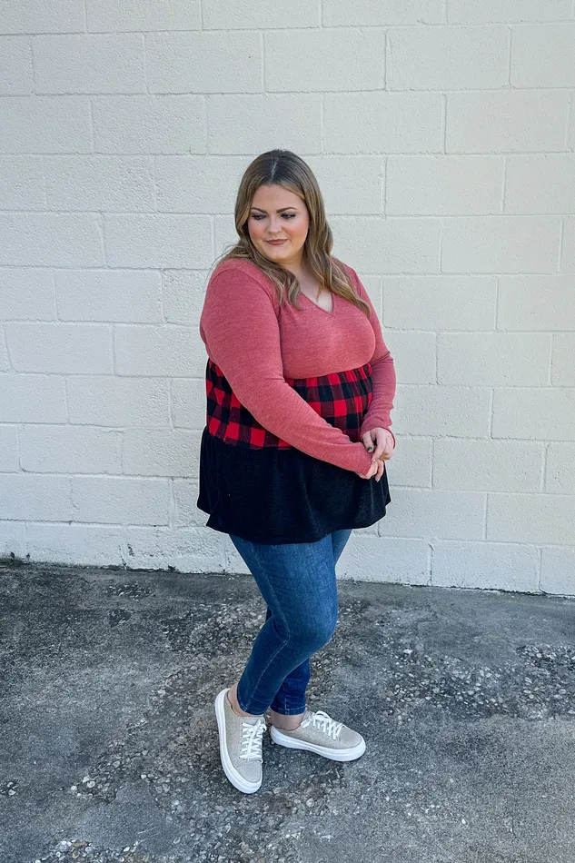 Necklaces Miss Who I Was Color Block Buffalo Plaid Top Heimish