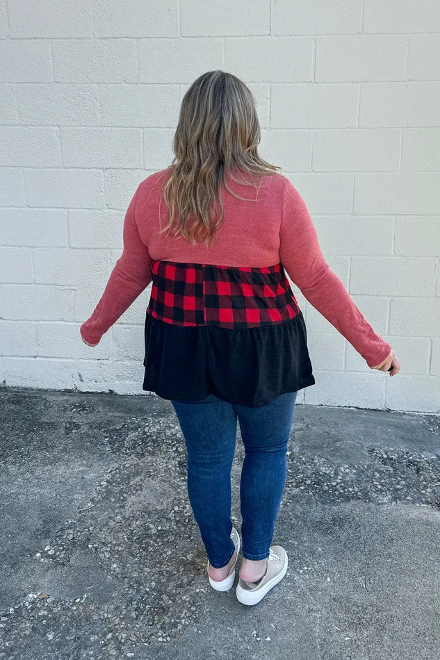 Necklaces Miss Who I Was Color Block Buffalo Plaid Top Heimish