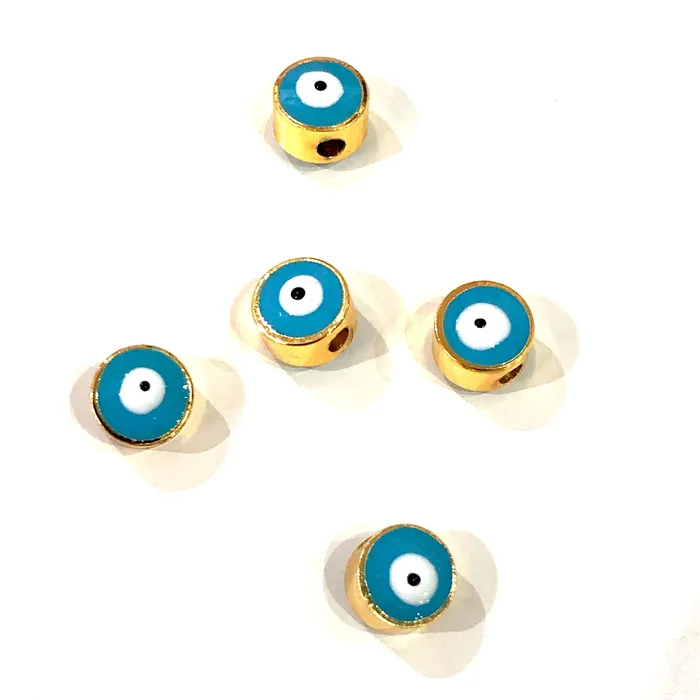 Necklaces Peppy Beads 6mm 24K Gold Plated Turquoise Evil Eye Beads 6mm 24K Gold Plated Evil Eye Spacers 5 Pcs in a Pack Necklaces Peppy Beads 6mm 24K Gold Plated Turquoise Evil Eye Beads 6mm 24K Gold Plated Evil Eye Spacers 5 Pcs in a Pack