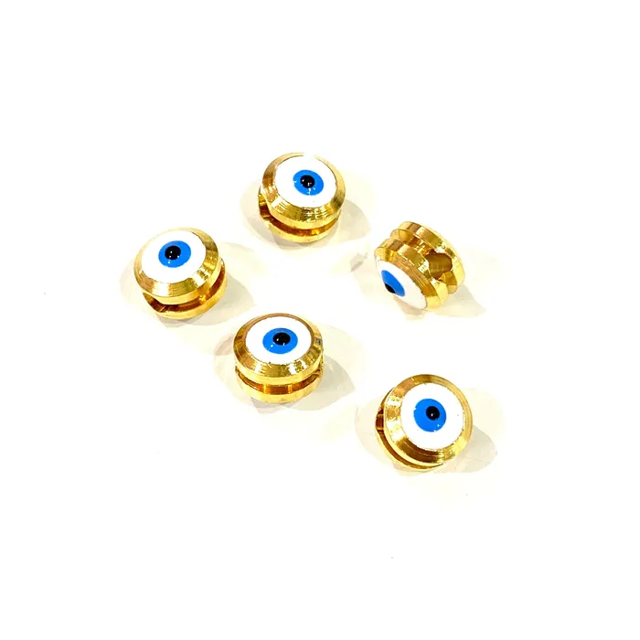 Necklaces Peppy Beads NEW 7mm 24K Gold Plated Evil Eye Beads 7mm 24K Gold Plated Evil Eye Spacers 5 Pcs in a Pack Necklaces Peppy Beads NEW 7mm 24K Gold Plated Evil Eye Beads 7mm 24K Gold Plated Evil Eye Spacers 5 Pcs in a Pack