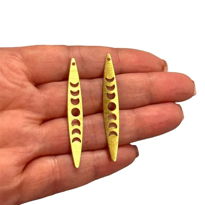 Necklaces Peppy Beads Raw Brass Phases of Moon Charms2 pcs in a pack