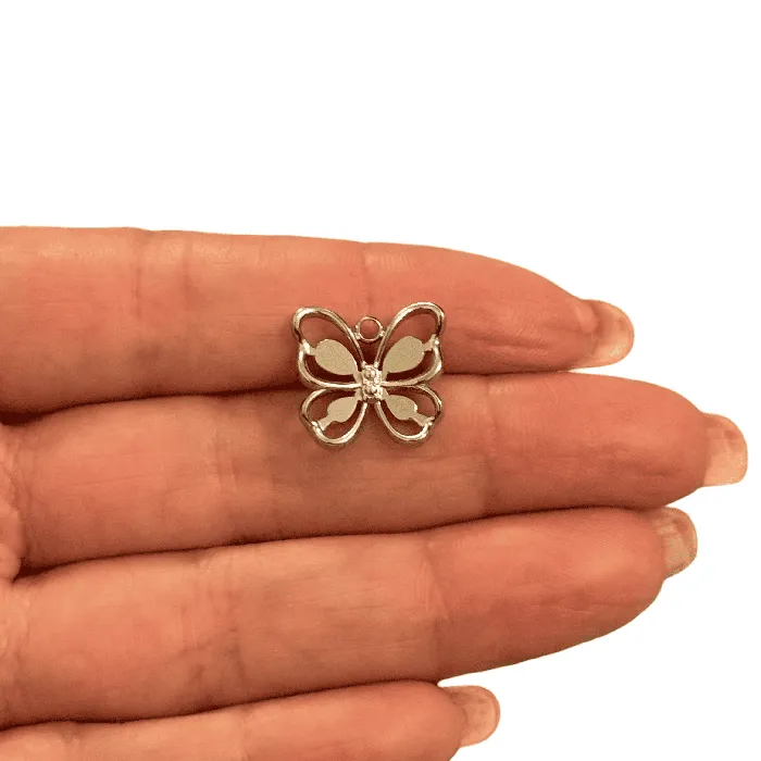 Necklaces Peppy Beads Waterproof Stainless Steel Butterfly Pendant with CZ Center Necklaces Peppy Beads Waterproof Stainless Steel Butterfly Pendant with CZ Center