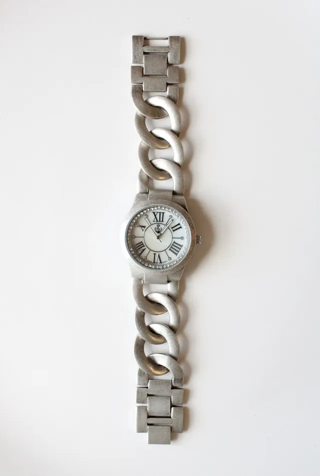 Necklaces Premier Designs Premier Designs Brushed Silver Chunky Chain Analog Watch Necklaces Premier Designs Premier Designs Brushed Silver Chunky Chain Analog Watch