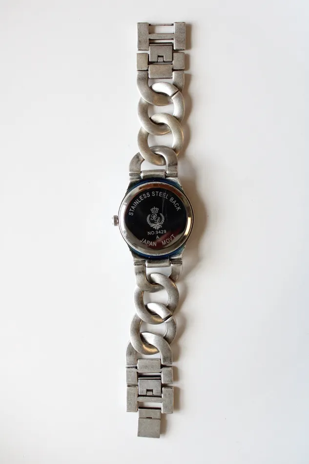 Necklaces Premier Designs Premier Designs Brushed Silver Chunky Chain Analog Watch