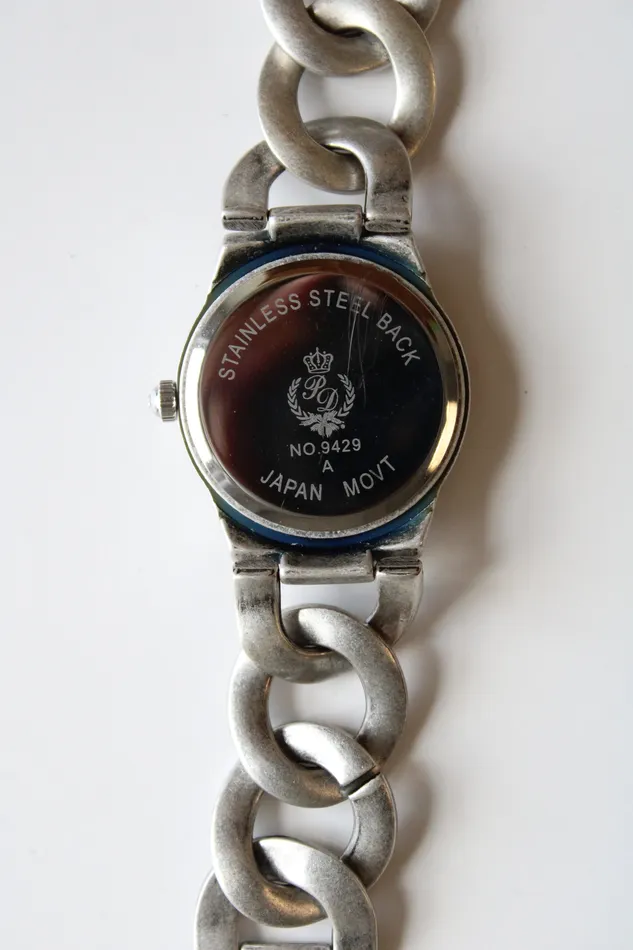 Necklaces Premier Designs Premier Designs Brushed Silver Chunky Chain Analog Watch
