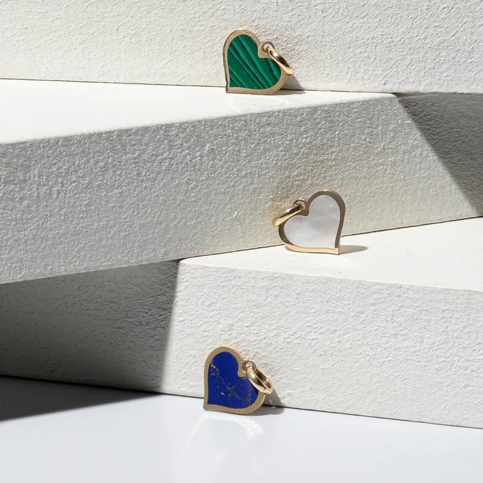Necklaces RACHEL LYNN CHICAGO Yellow Gold and Mother of Pearl Heart Charm