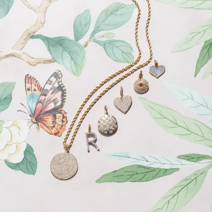Necklaces RACHEL LYNN CHICAGO Yellow Gold and Mother of Pearl Heart Charm