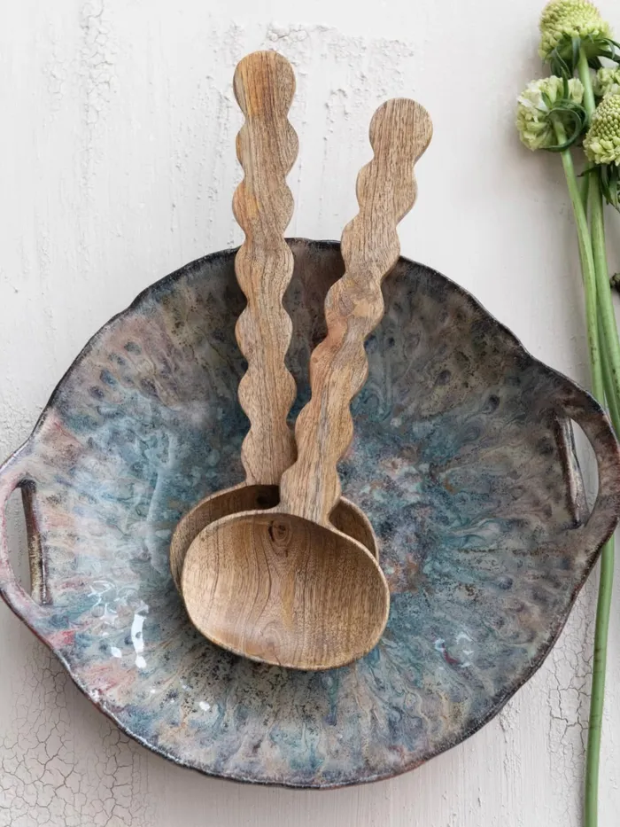 Necklaces Stoneware Bowl with Handles Creative CoOp
