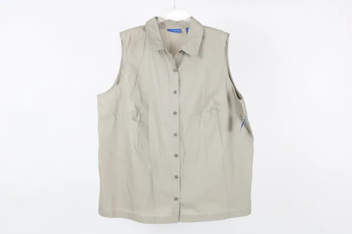 NEW Karen Scott Sage Green Button Down Tank 2X Karen Scott Earrings
