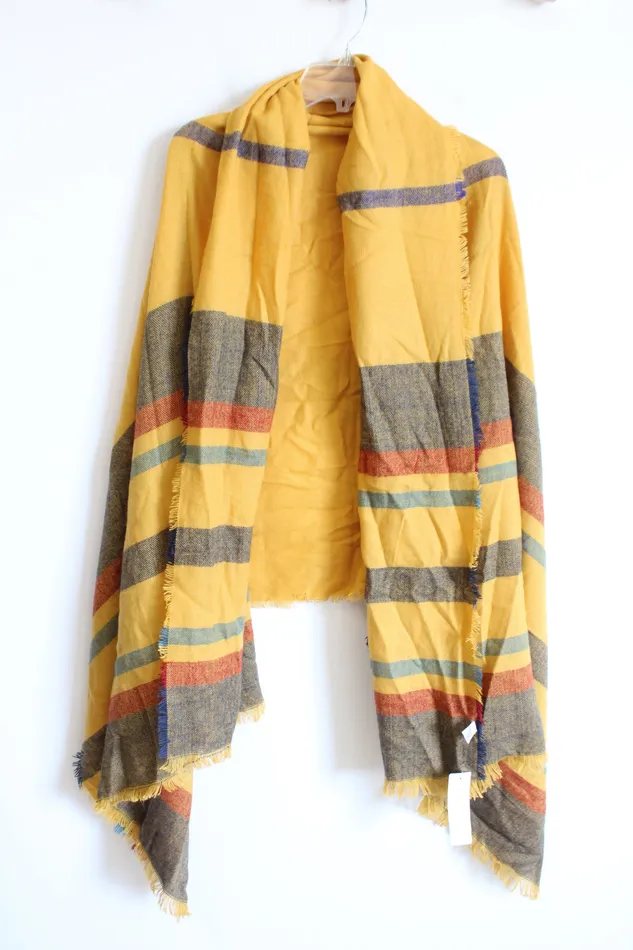 NEW Stitch Fix Octavia Annita Striped Mustard ScarfShawl Jubilee Thrift Earrings
