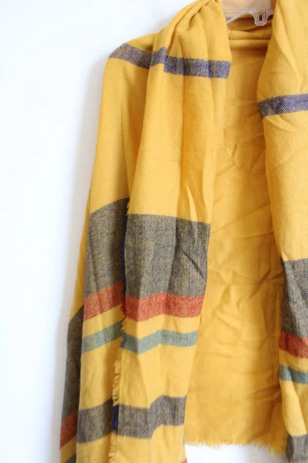 NEW Stitch Fix Octavia Annita Striped Mustard ScarfShawl Jubilee Thrift Earrings