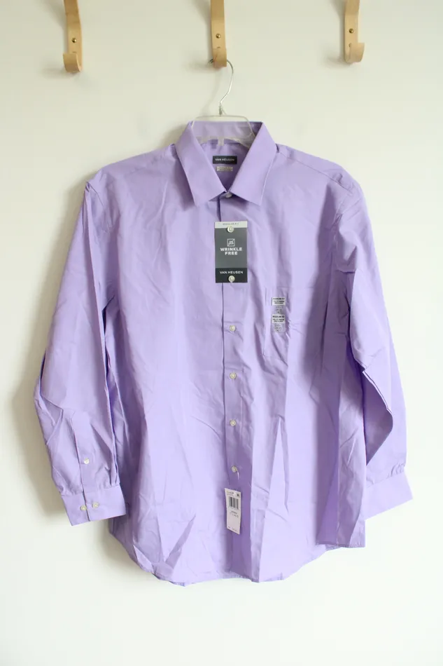 NEW Van Heusen Purple Regular Fit Button Down Shirt XL Van Heusen Earrings