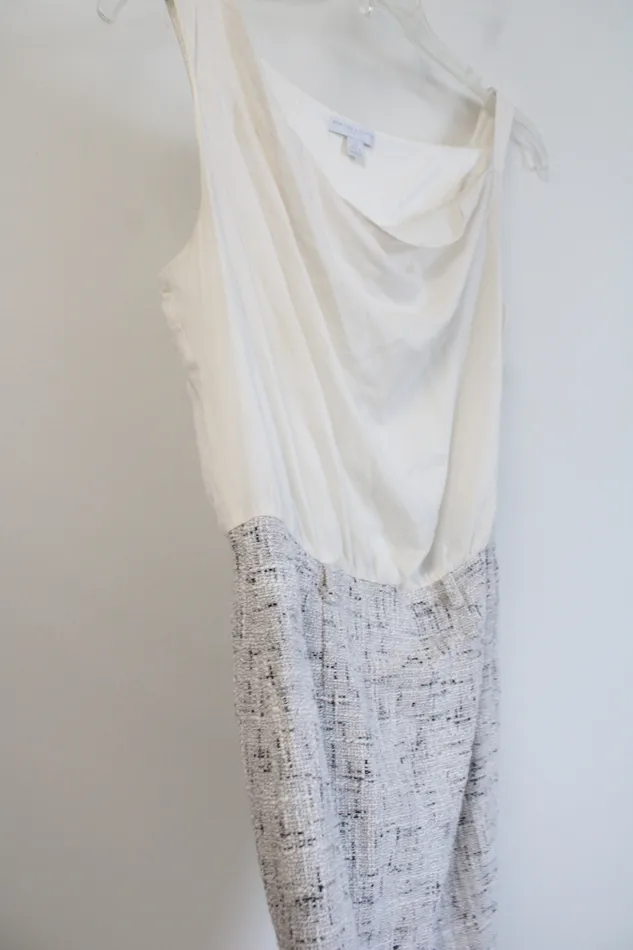 New York Co Stretch White Gray Satin Top Tweed Skirt Dress M New York Company Rings