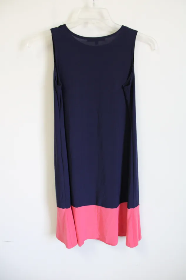Nik And Nash Navy Blue Pink Color Blocked Stretch Dress S Nik And Nash Necklaces