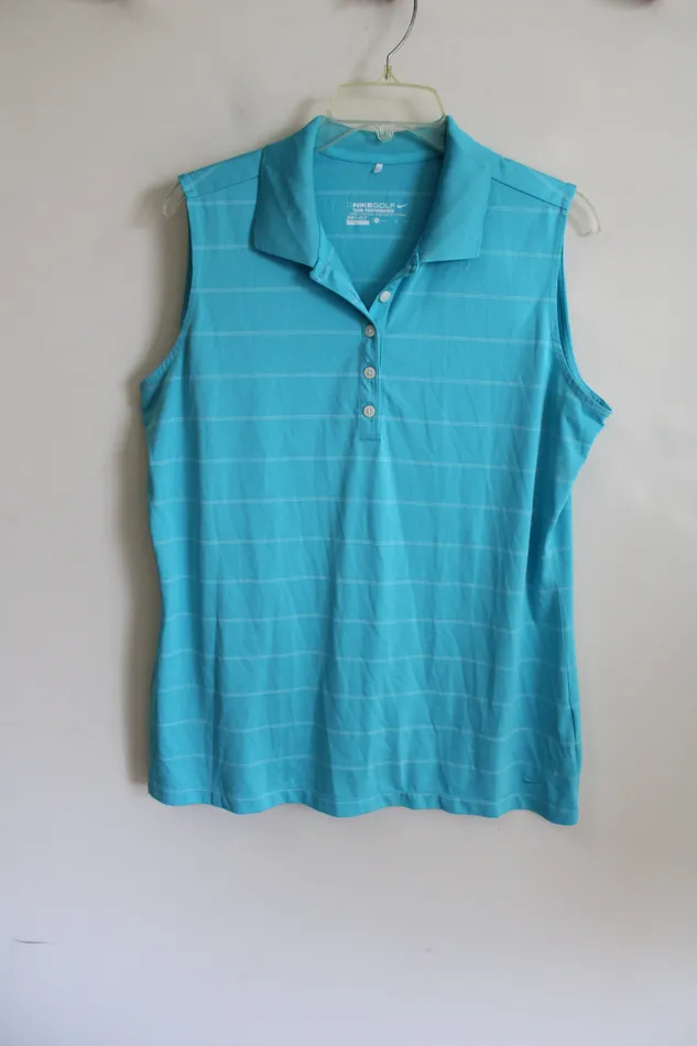 Nike Rings Nike Golf DriFit Blue Striped Polo Tank XL