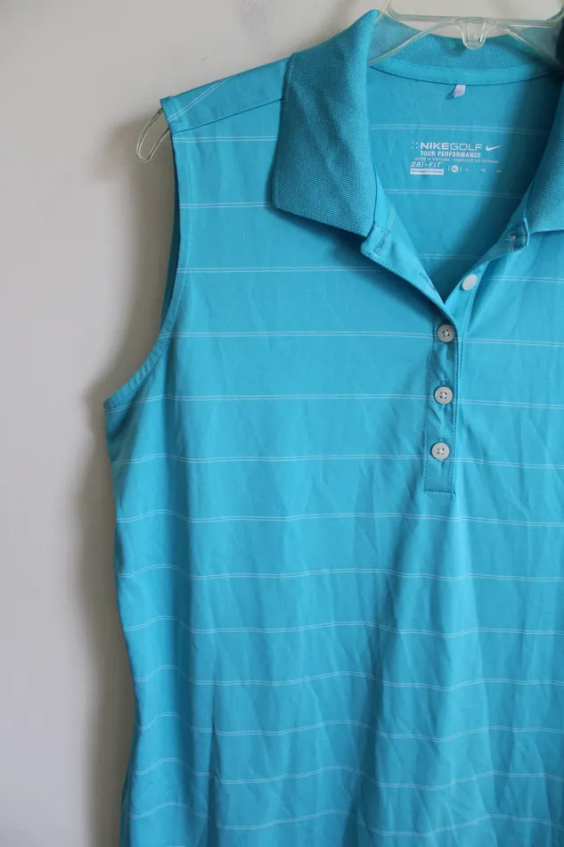 Nike Rings Nike Golf DriFit Blue Striped Polo Tank XL