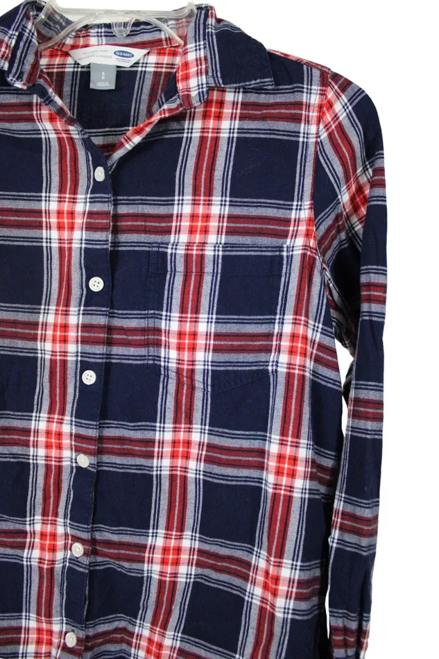 Old Navy Rings Old Navy Blue Plaid Flannel Shirt S