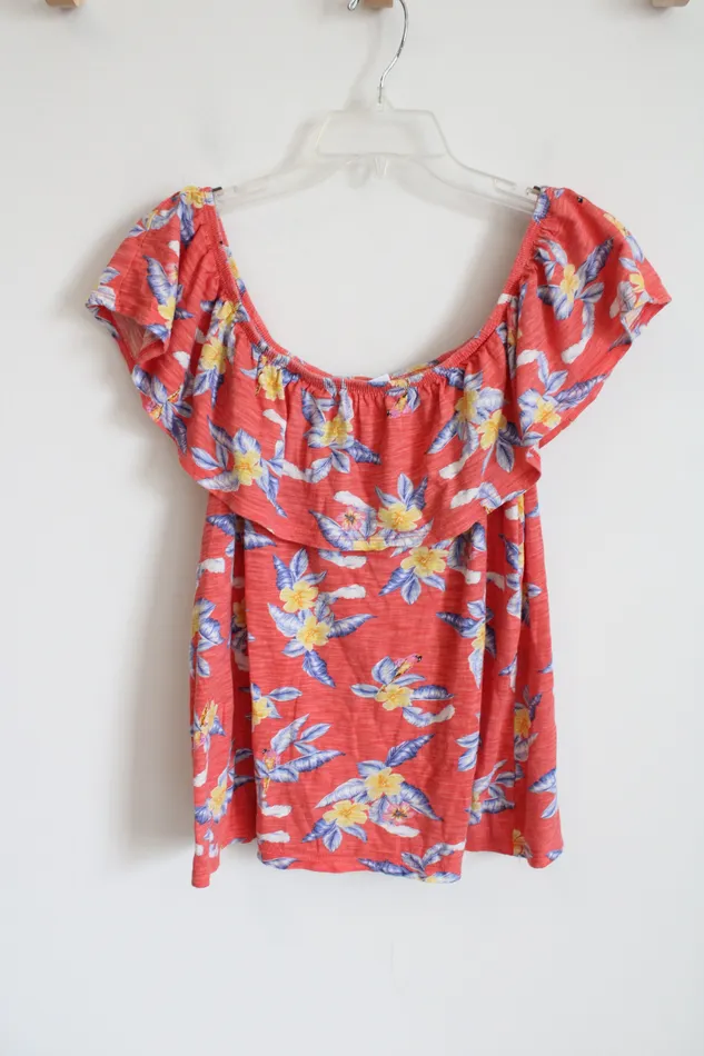 Old Navy Rings Old Navy Pink Tropical Floral OffTheShoulder Top M
