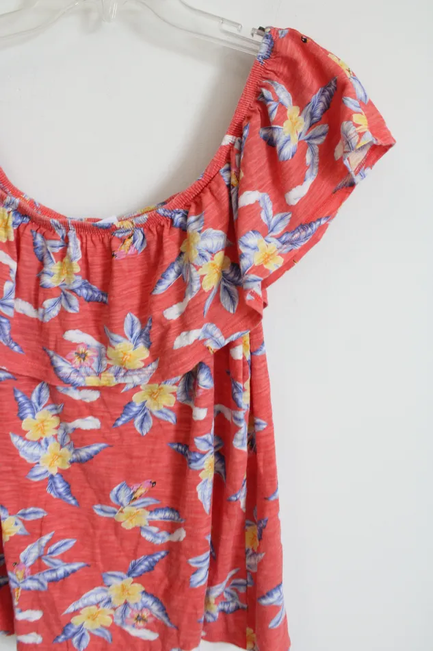 Old Navy Rings Old Navy Pink Tropical Floral OffTheShoulder Top M