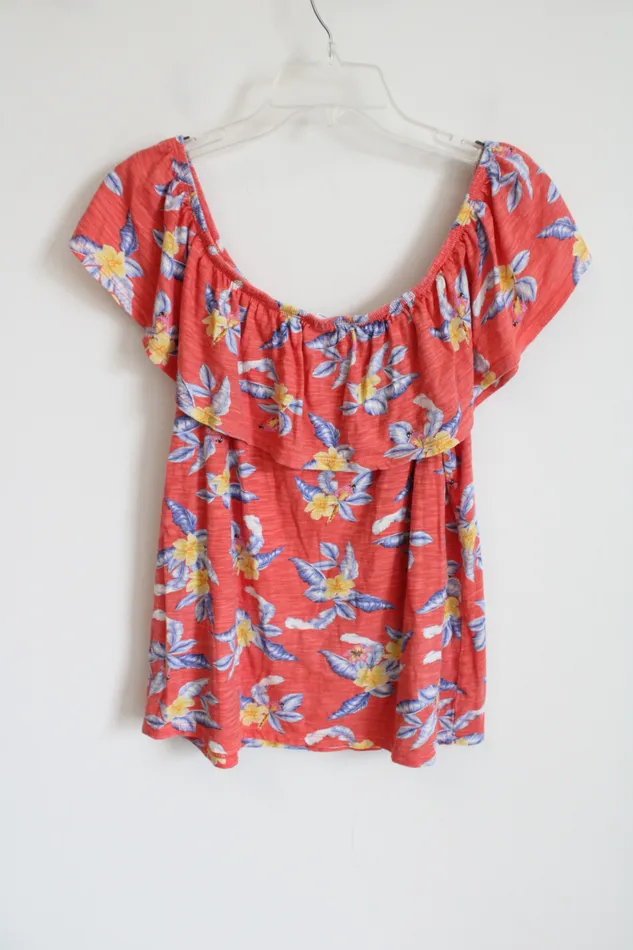Old Navy Rings Old Navy Pink Tropical Floral OffTheShoulder Top M