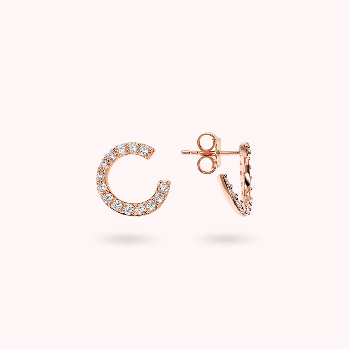 Orecchini a Lobo Semicerchio con Cubic Zirconia Bronzallure Earrings