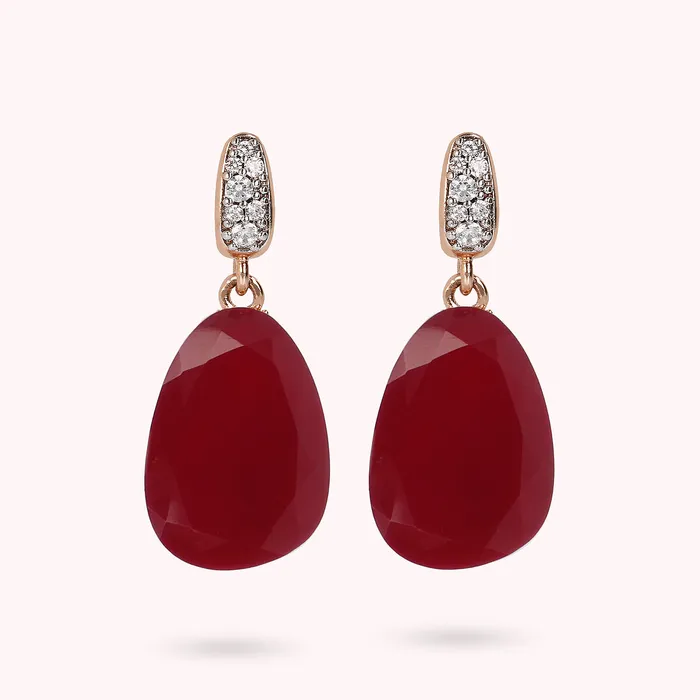 Orecchini Pendenti Goccia con Pietra Naturale e Cubic Zirconia Bronzallure Earrings Orecchini Pendenti Goccia con Pietra Naturale e Cubic Zirconia Bronzallure Earrings