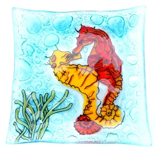 PAMPEANAGLASS Earrings Plate Small Sea Horses