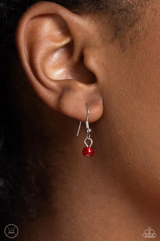 Paparazzi Accessories Colorfully GLASSY Red Earrings