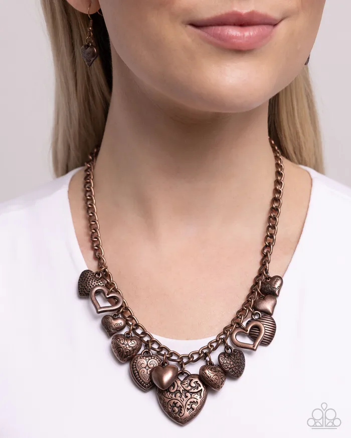 Paparazzi Accessories Necklaces Heart Hangout Copper