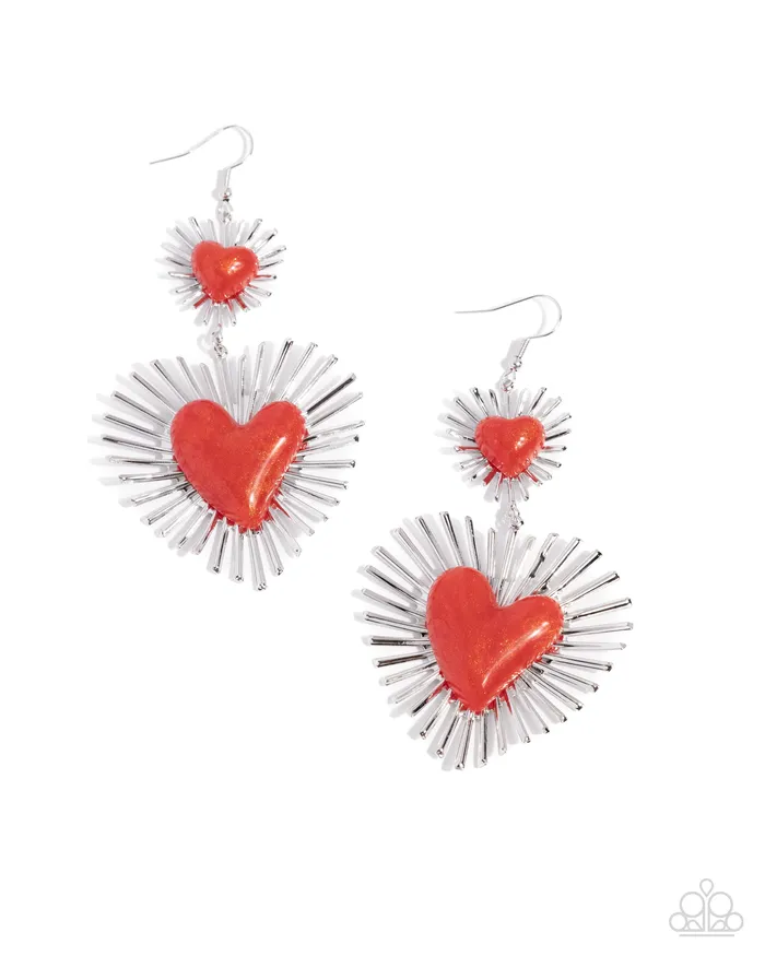 Paparazzi Accessories Sunburst Sweethearts Red Earrings