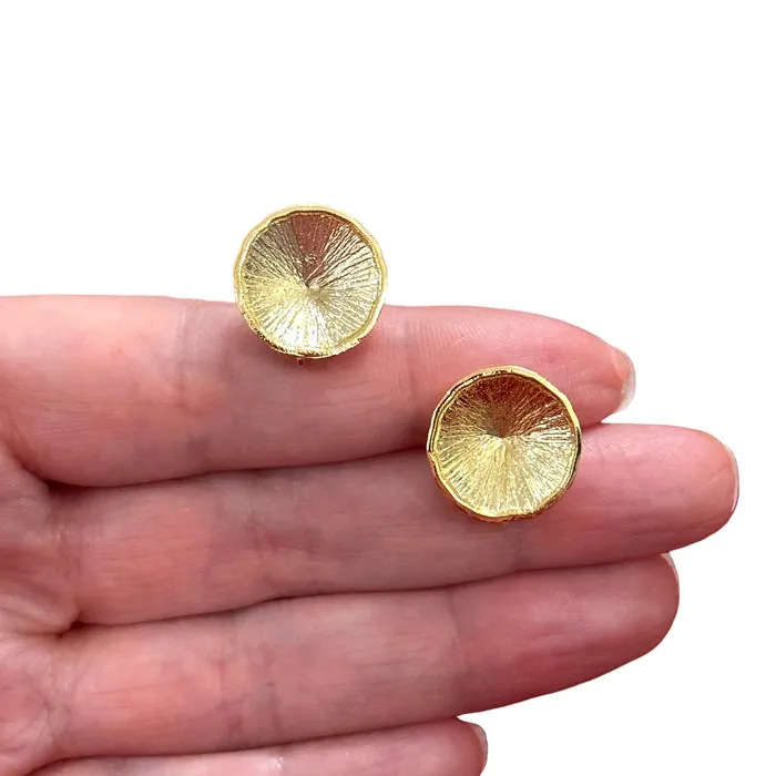 Peppy Beads 24Kt Gold Plated Brass Stud Earrings 2 pcs in a pack Earrings