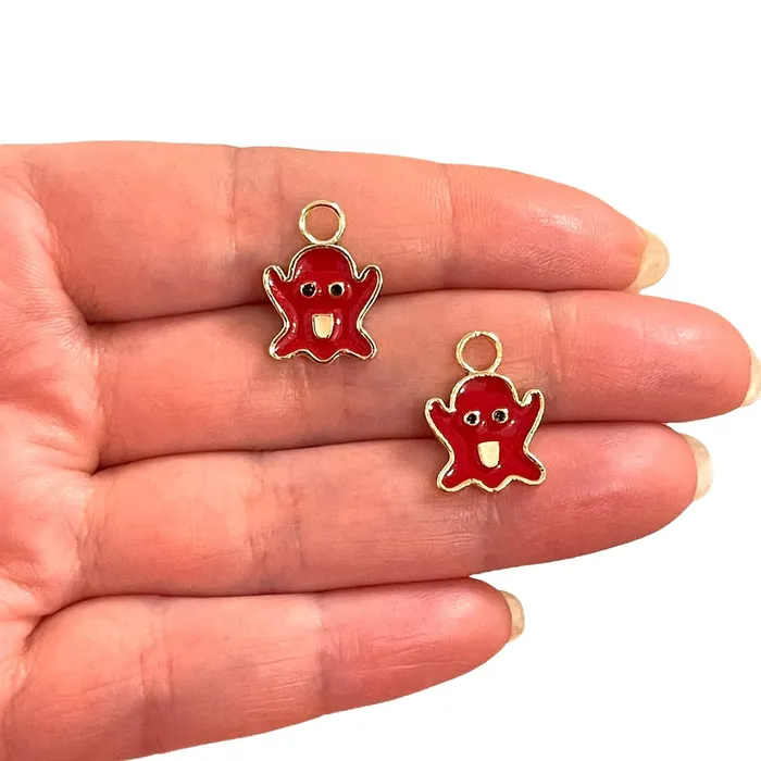 Peppy Beads 24Kt Gold Plated Red Enamelled Casper Charm Gold Plated Ghost Charms 2 Pcs in a pack Earrings Peppy Beads 24Kt Gold Plated Red Enamelled Casper Charm Gold Plated Ghost Charms 2 Pcs in a pack Earrings