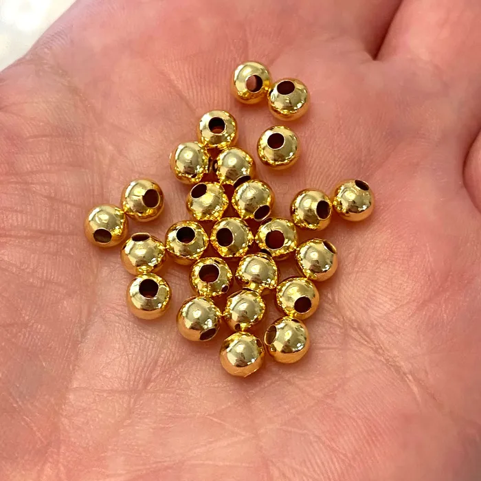 Peppy Beads 24Kt Shiny Gold Plated 5mm Spacer Balls 25 pieces in a pack Earrings Peppy Beads 24Kt Shiny Gold Plated 5mm Spacer Balls 25 pieces in a pack Earrings