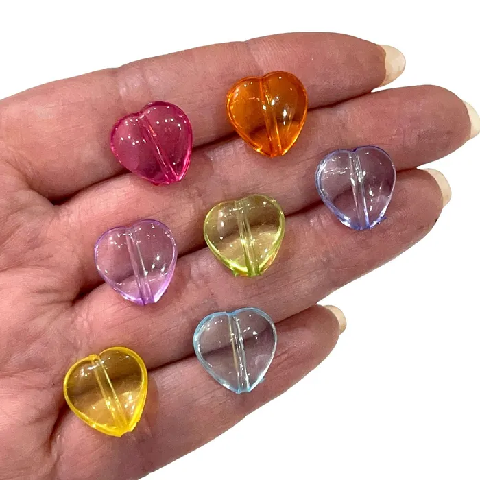 Peppy Beads Acrylic Heart Beads 14mm Transparent Acrylic Heart Beads 50 Gr Pack Approx 76 Beads in a Pack Necklaces Peppy Beads Acrylic Heart Beads 14mm Transparent Acrylic Heart Beads 50 Gr Pack Approx 76 Beads in a Pack Necklaces