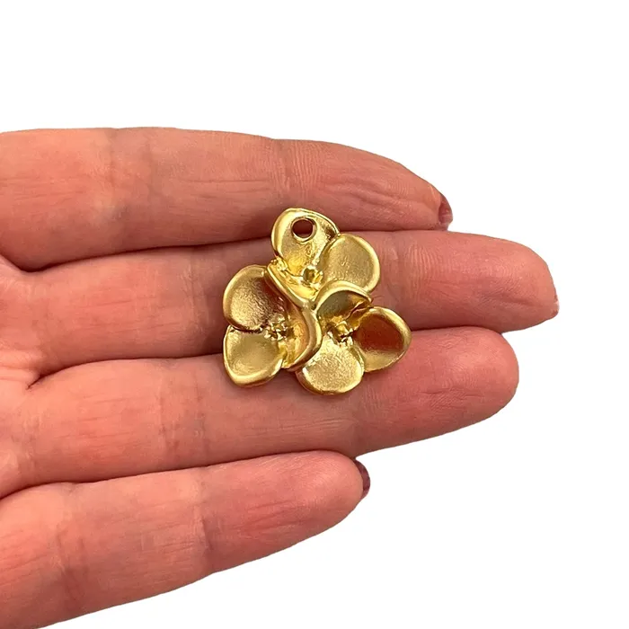 Peppy Beads Charm Necklaces 24Kt Matte Gold Plated Flower Charm