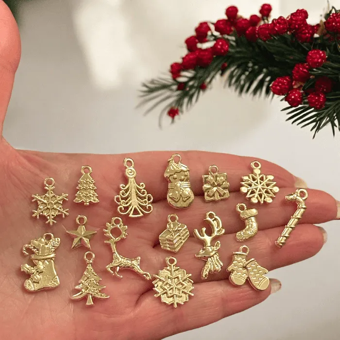 Peppy Beads Earrings 24Kt Gold Plated Christmas Charms Collection 16 Charms in a pack Peppy Beads Earrings 24Kt Gold Plated Christmas Charms Collection 16 Charms in a pack