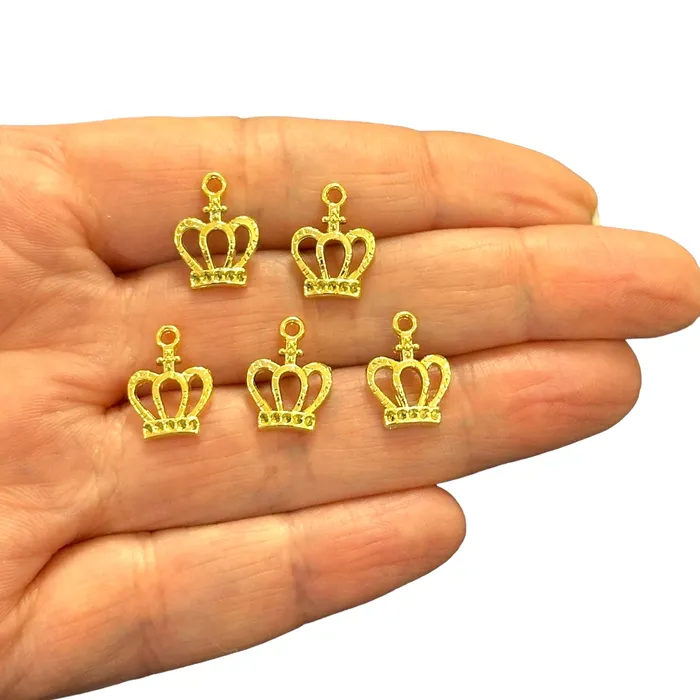 Peppy Beads Earrings 24Kt Gold Plated Crown Charms 5 pcs in a pack