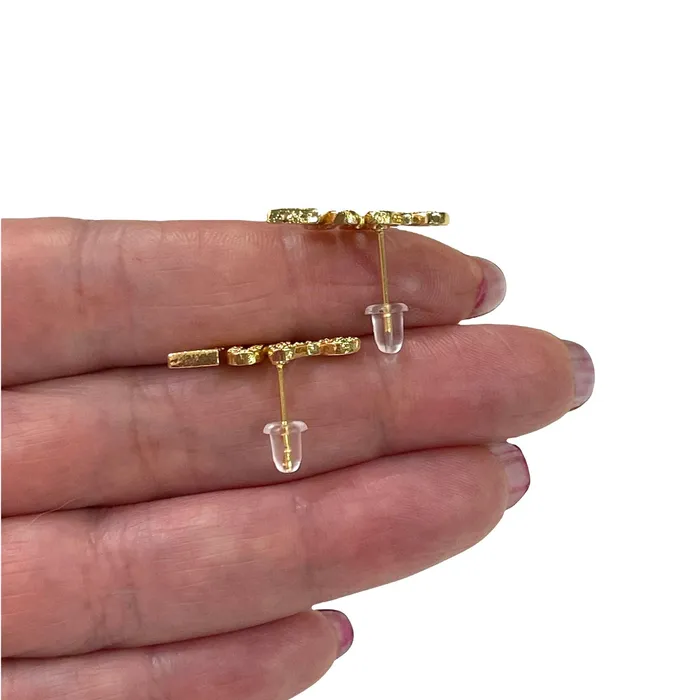 Peppy Beads Earrings 24Kt Gold Plated CZ Micro Pave Snake Stud Earrings Rubber Earring Backs Included Peppy Beads Earrings 24Kt Gold Plated CZ Micro Pave Snake Stud Earrings Rubber Earring Backs Included