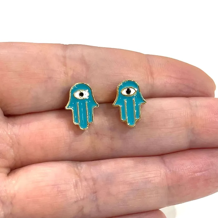 Peppy Beads Earrings 24Kt Gold Plated Enamelled Hamsa Charms 2 pcs in a pack