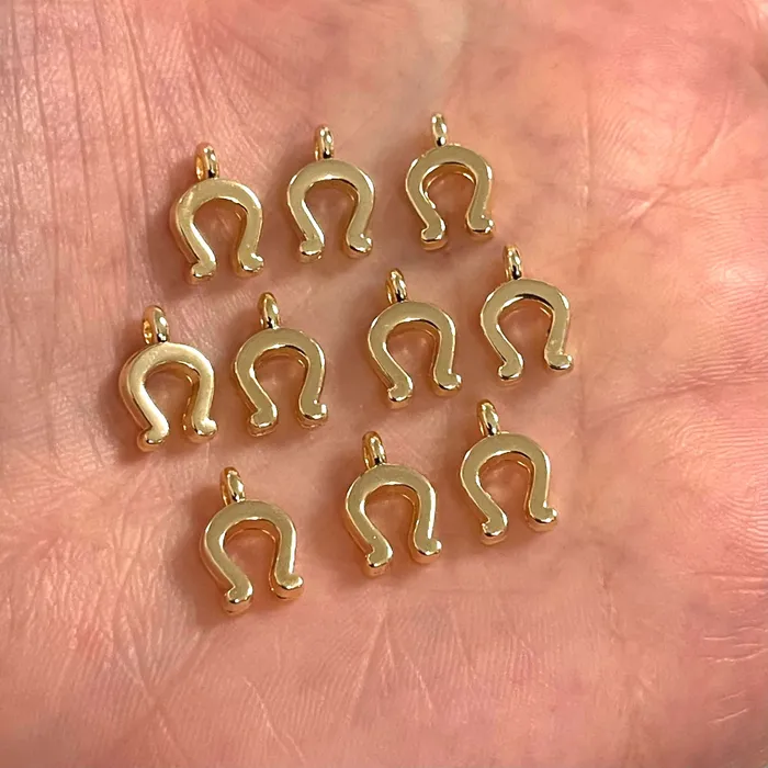 Peppy Beads Earrings 24Kt Gold Plated Horse Shoe Charms 10 pcs in a pack