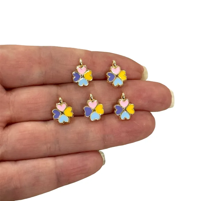 Peppy Beads Earrings 24Kt Gold Plated Multicolor Enamelled Clover Charms 5 pcs in a Pack Peppy Beads Earrings 24Kt Gold Plated Multicolor Enamelled Clover Charms 5 pcs in a Pack